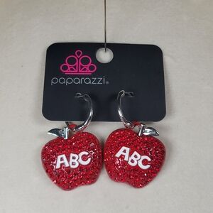Paparazzi Sparkling Red Apple Earrings